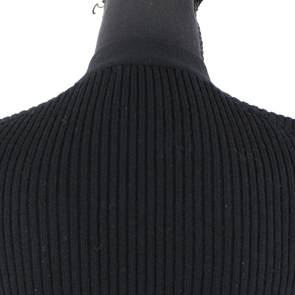 CÉLINE Black Ribbed Knit Button Up Wool Cardigan 40 VTG Paris Sport Sweater M - Picture 6 of 8